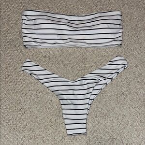 SHEIN Black and White Striped Bikini
